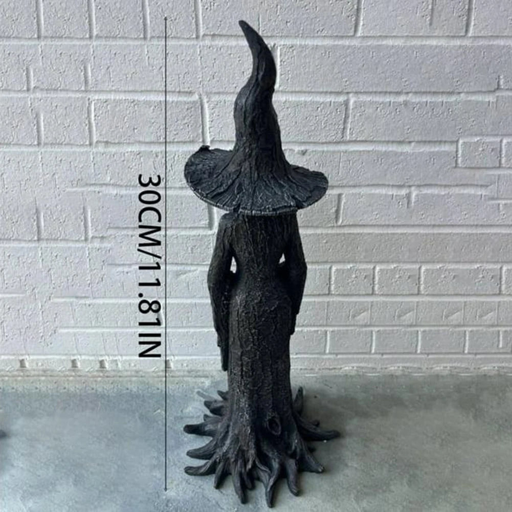 Enchanting Witch Statue 30CM Resin Halloween Home Desktop Statue Ornament Retro Gothic Indoor Figurine Halloween