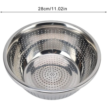 Stainless Steel Colander, Vegetable Washing Basket proof Multifunction Food Strainer Bowl for Kitchen, Vegetable Slicer Grater S