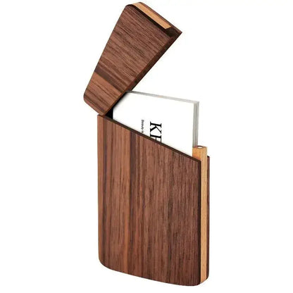 Portable Wood Business Card Holder Slim Card Case Wooden Business Card Desk Accessories