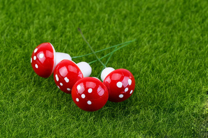 50pcs Cute Red Mushroom Model Garden Embellishment Small Decoration Suitable