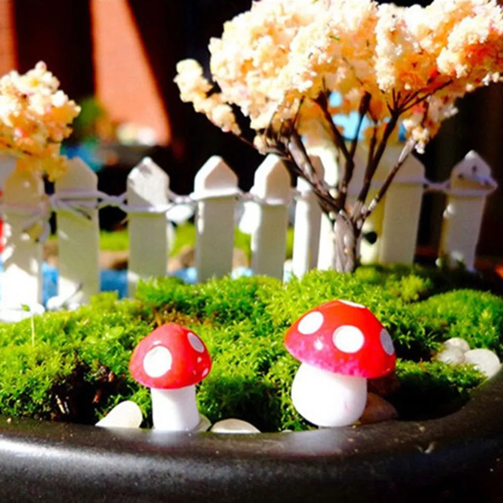 50pcs Cute Red Mushroom Model Garden Embellishment Small Decoration Suitable