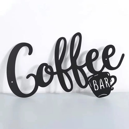1pc Black Metal Coffee Cup Wall Sign – Stylish Hanging Decor for Coffee Bars & Home
