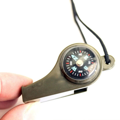 3 in 1 Emergency Survival Whistle Compass Thermometer Keychain Safety Camp