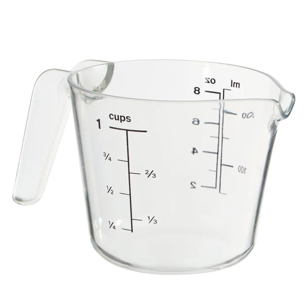 4 Pack Large Spout Plastic Measuring Cups Clear 8oz Easy Pouring Hand Wash Safe Stackable Kitchen Tools