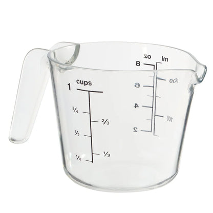 4 Pack Large Spout Plastic Measuring Cups Clear 8oz Easy Pouring Hand Wash Safe Stackable Kitchen Tools