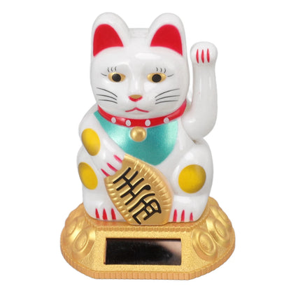 Chinese Lucky Cat Decoration Waving Arm Solar Light Induction Statue Figurine