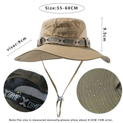 Bucket Hat Outdoor UV Protection Wide Brim Safari Hiking Sun Mesh Cap Unisex