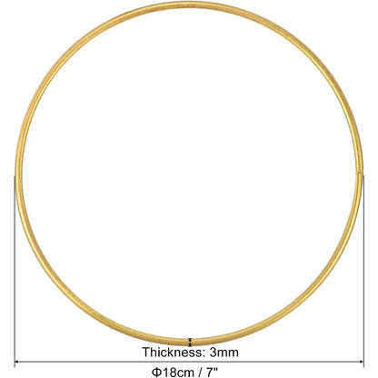PATIKIL 7 Ih Round Metal Floral Hoop 2 Pcs Plated Wreath Frame Macrame Ring for Wedding Geometric Decor Party Wall Hanging Gold