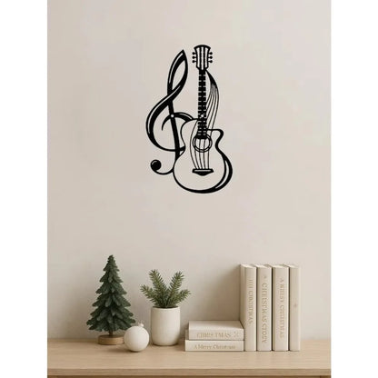1PC Black Metal Guitar Wall Art (Wall Sculpture) |Creative Iron Hanging for Home | Music Lover Gift | Halloween & Christmas Gift