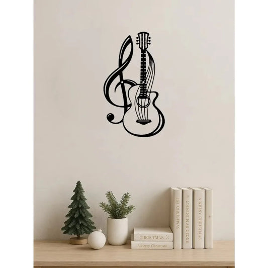 1PC Black Metal Guitar Wall Art (Wall Sculpture) |Creative Iron Hanging for Home | Music Lover Gift | Halloween & Christmas Gift