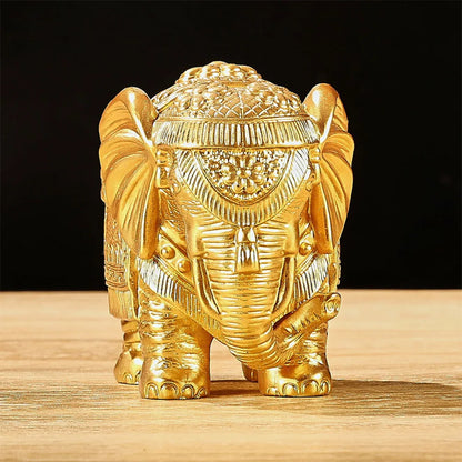 Gold Elephant Statue Wealth Lucky Elephant Figurine Bookshelf TV Stand Decor Elephant Statue Collectible Figurine Elephant Decor