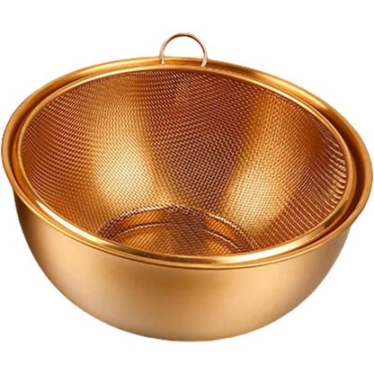 Stainless Steel Colander With Mixing Bowl Set Rusts Washer Strainer For Washing Pastas Vegetables And Fruits