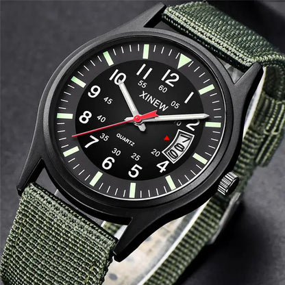 Quartz Movement Sports Watch with Nylon Band and Calendar
