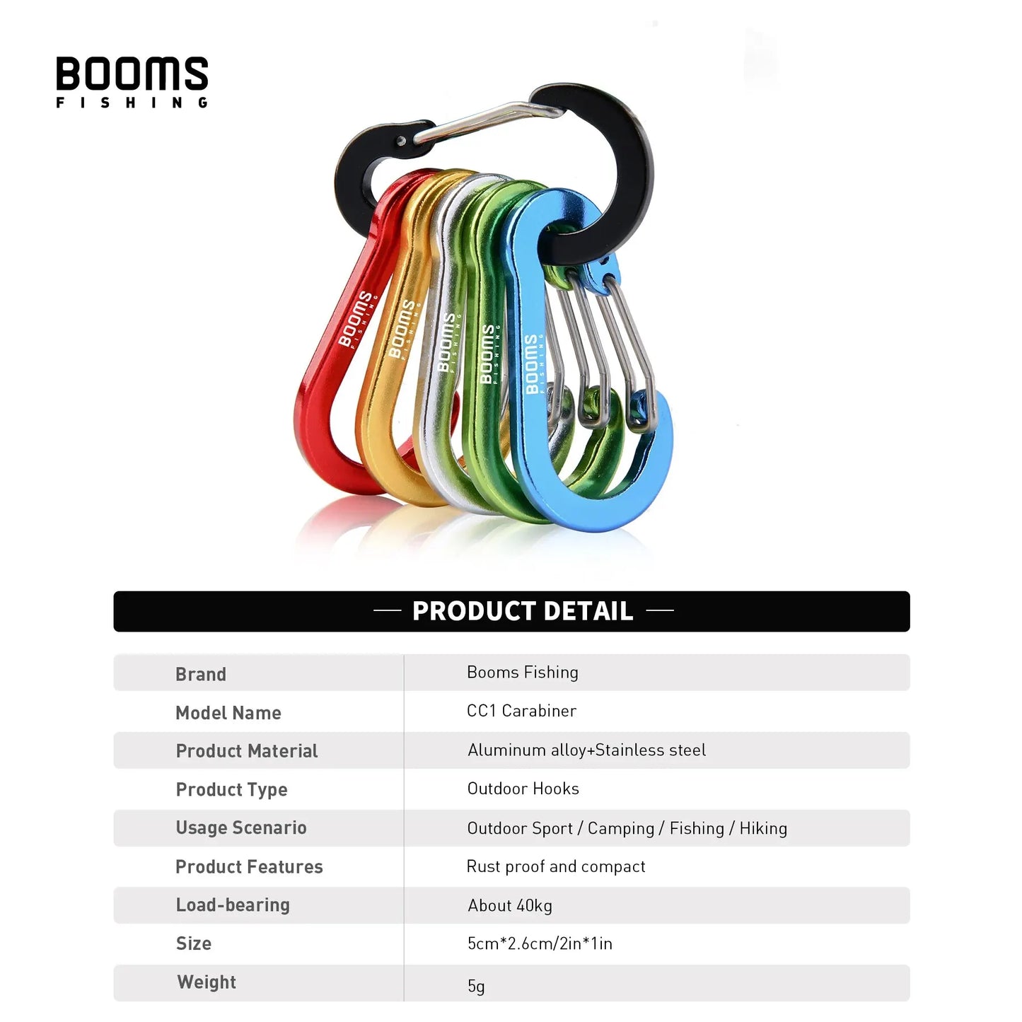 Recreational CC1 6Pcs Aluminum Alloy Carabiner Keychain Outdoor Camping Snap Clip Lock Buckle Hook Fishing Accessories