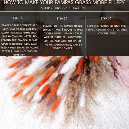 Dried Pampas Grass Decor 80-110 PCS Pampas Grass with Bunny Tails Dried Flowers Reed Grass Bouquet for Wedding Boho Flowers