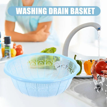 4pcs Plastic Rice Washing Basket and Strainer Set, Multifunctional Colander for Vegetables, Fruits, Pasta, and Dough Preparatio