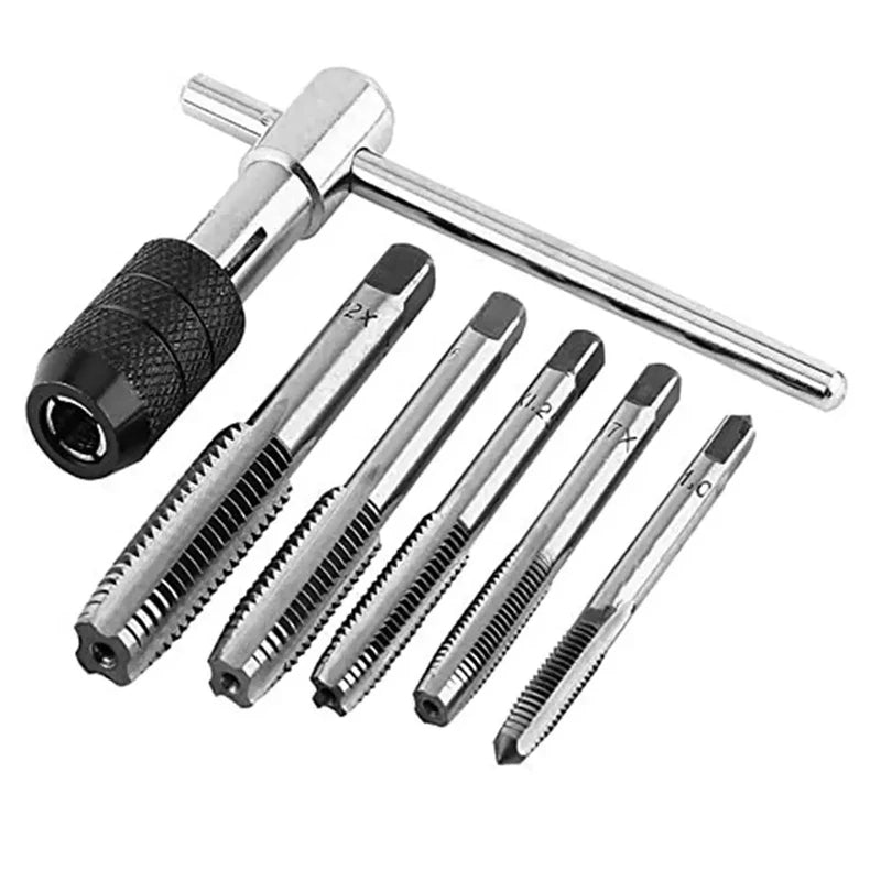 6pc T-Handle Tap Wrench Set M3-M8 Thread Tapping Tool Kit