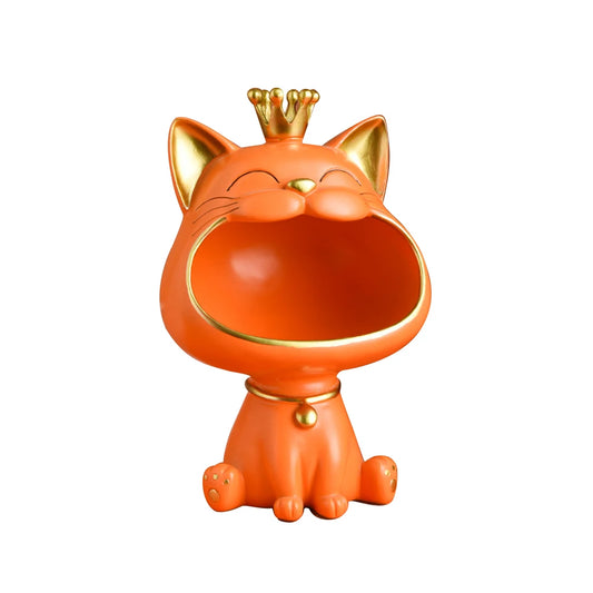 Lucky Cat Statue Decoration Resin Big Mouths Cat Statue Creative Small Items Container Cute Desktop Storage Accessories