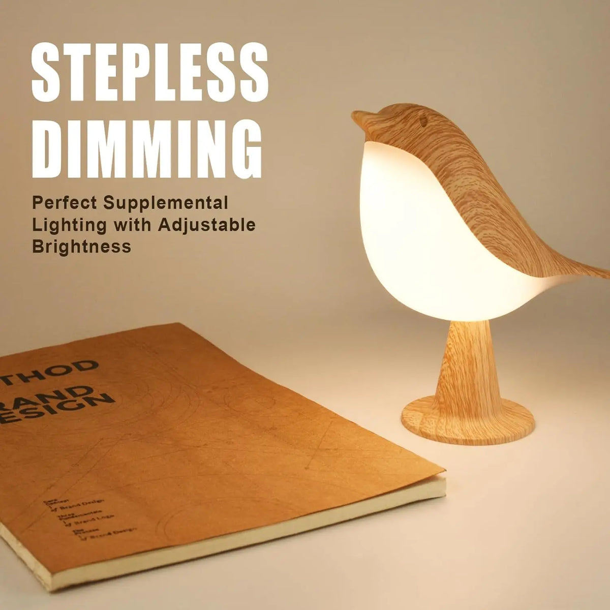 LED Bird Lamp Touch Control Cordless Night Light Dimmable USB Rechargeable Lamp