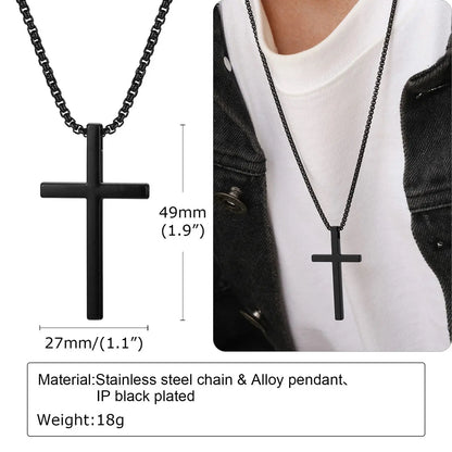 Stainless Steel Cross Necklace Pendant Collar with Stainless Steel Box Chain