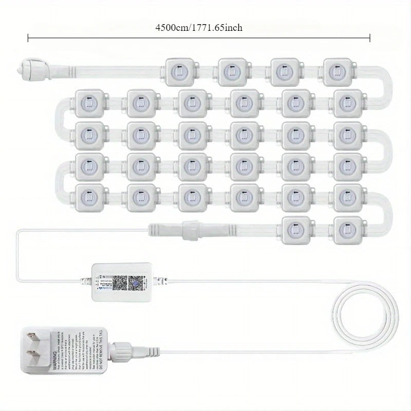 147FT 90LEDs Permanent Outdoor Light String APP Smart RGBIC Eaves LED Lights DIY Scene Modes Christmas Party Lighting Decoration