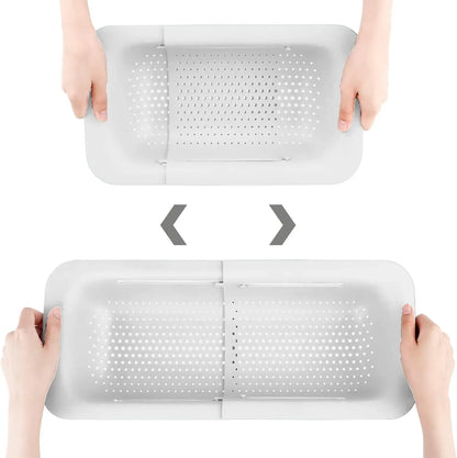 Collapsible Colander Kitchen Extendable Strainer Fruits Noodle Pasta Food Drain Basket Space-Saver Portable Drainer Over Sink