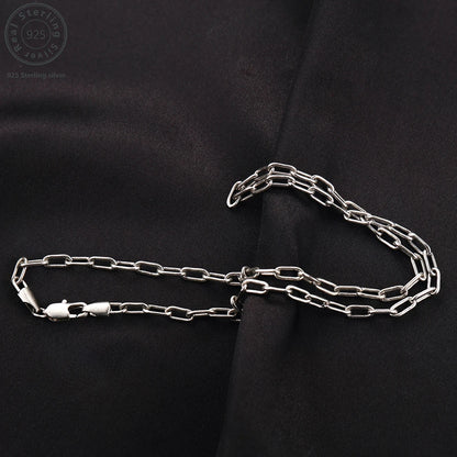 New 925 Sterling Silver Paperclip Neck Chain Basic Link Chain Necklace for Men Women Fine Jewelry Party Gifts Ships from USA
