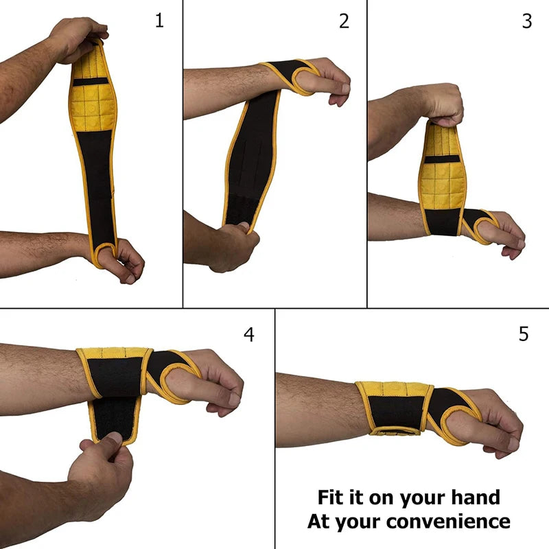 2pcs Magnetic Wristband with Super Strong Magnets Holds Screws, Nails, Drill Bit. Unique Wrist Support Design