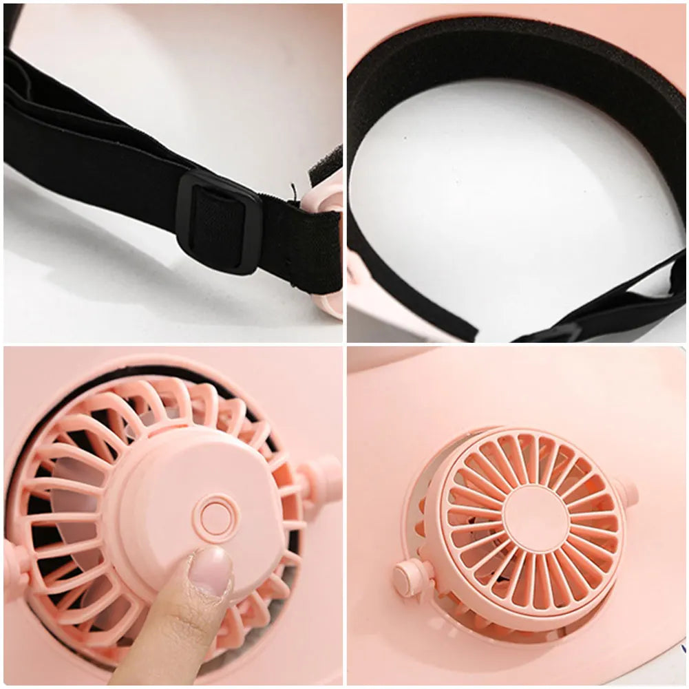 Empty Top Cap with Fan Three Temp Settings Breathable Cooling Fan Hat for Women for Sun Protection and Outdoor