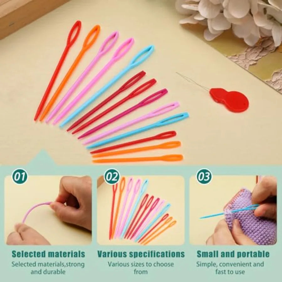25 Pcs Metal Large Eye Curved Sewing Needles Set, Tapestry Crochet Sewing