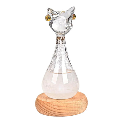 Glass Weather Predictor Bottle with Base Weather Forecast Station Animal Figurine for Home
