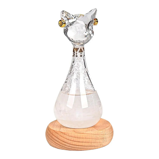 Glass Weather Predictor Bottle with Base Weather Forecast Station Animal Figurine for Home
