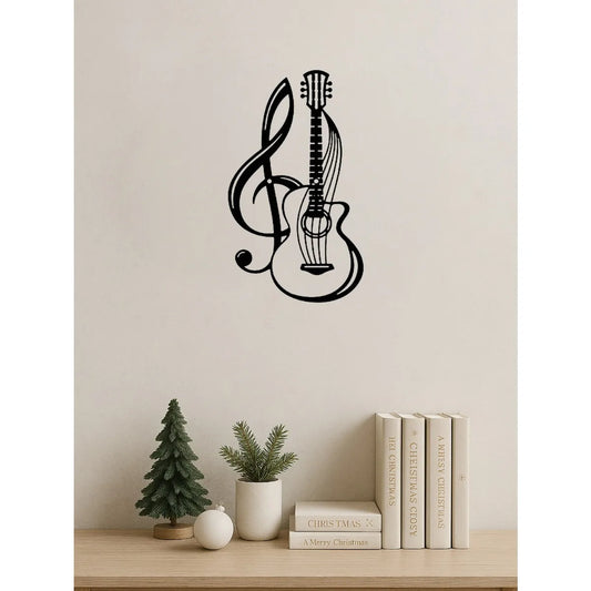 Black Metal Guitar Wall Art (Wall Sculpture) | Creative Iron Hanging for Home | Music Lover Gift | Halloween & Christmas Gift