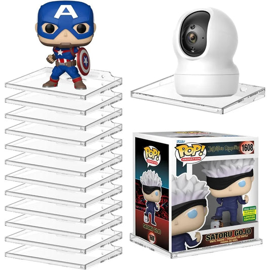 (12 Pack) Clear Floating Wall Shelf, Wall Floating Shelves for Funko Pop, Action Figures,Security Cameras, Baby Monitors, Speake