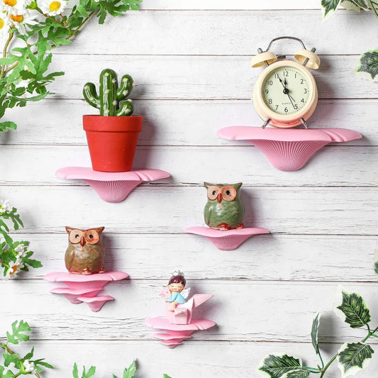 5 Pack Mushroom Shelf Wall Decor Mushroom Floating Shelves Cute Wall Hanging Shelf Whimsical Cottage Core Decor for Home Bedroo