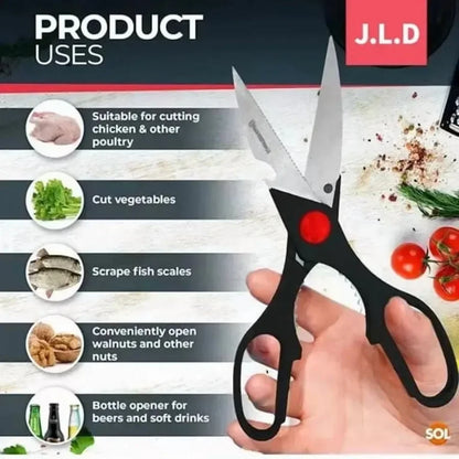 MultiFunctional Kitchen Scissors with Stainless Steel Blades and Ergonomic Grip for Cutting Meat and Vegetables Opening Bottles