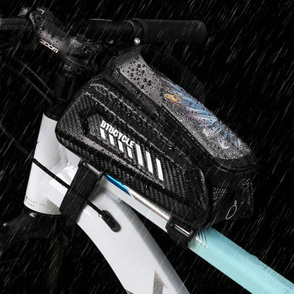 1.5L Bicycle Phone Front Frame Bag 7.4 Inch Touchscreen Bike Frame Front Tube Bag Hard Casing Bike Bag Bike Accessories