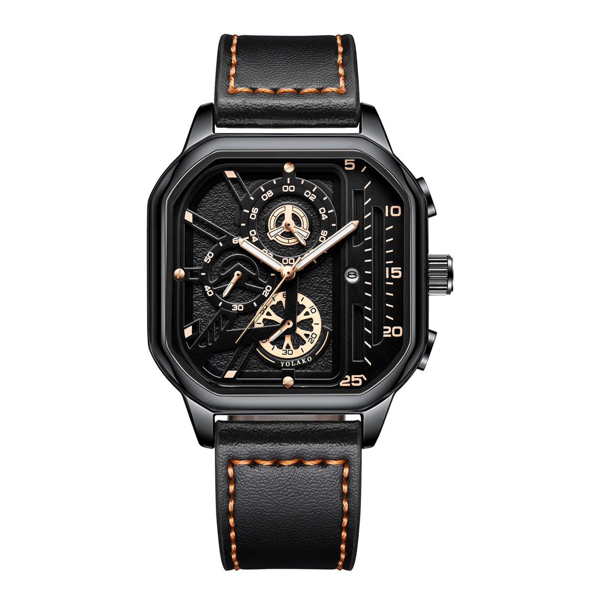 Men's Quartz Watch Square Black Dial