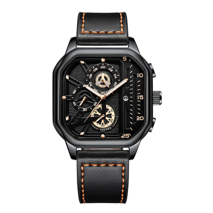 Men's Quartz Watch Square Black Dial