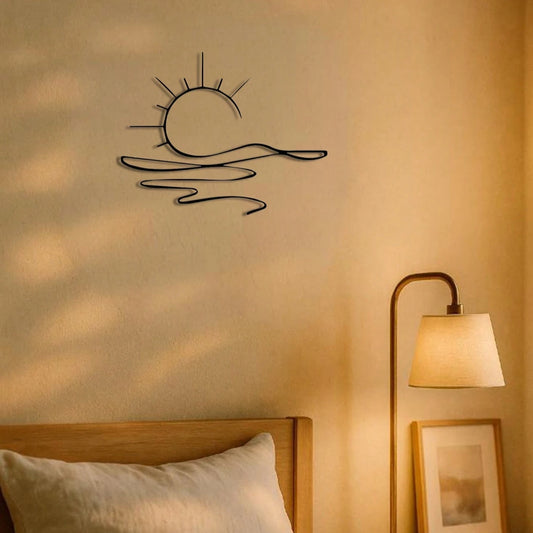 Minimalist Sunrise Metal Wall Sculpture – Abstract Sun Design – Modern Decor – Halloween, Christmas Gift