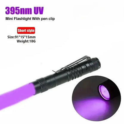 1-8PCS 395nm UV Pen Light,Blacklight Flashlight with Clip Portable Detector for Hotel/Pet Urine/Bed Bugs/Camping(AAA Battery)