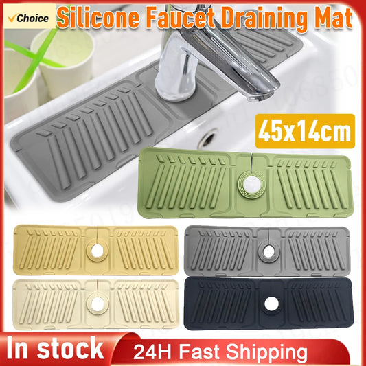 Silicone Faucet Splash Pad Multipurpose Toilet Soap Storage Faucet Mat for Rapid Drainage Kitchen Foldable Drainage Mat