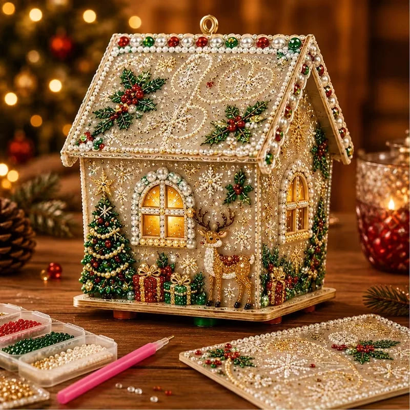 DIY 3D Christmas Painting Gingerbread Wooden House Holiday Craft Kit