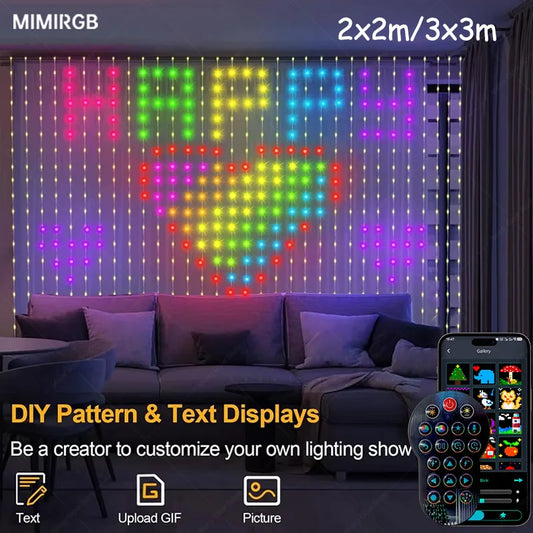 400LEDs Curtain Light String RGB String Lights APP Remote Control Music Sync USB Plug Curtain Light for Room Curtain Decorations