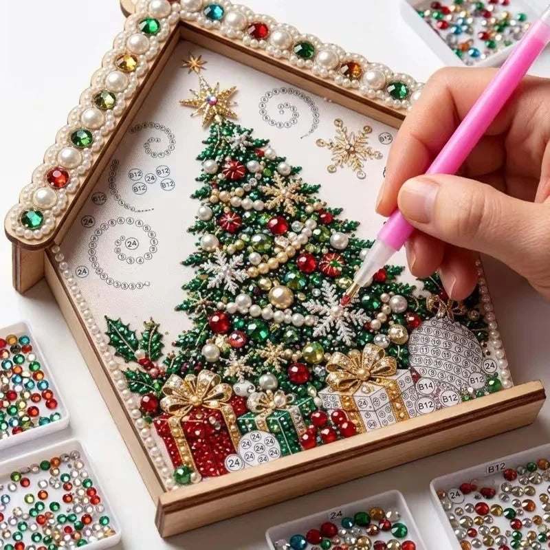 DIY 3D Christmas Painting Gingerbread Wooden House Holiday Craft Kit