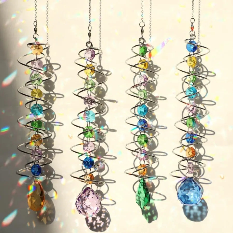 Sun Catchers 4 Pcs Crystal Suncatchers for Indoor Windows Hanging Decorative Crystals Ball Prism for Yard and Garden Indoor Hom