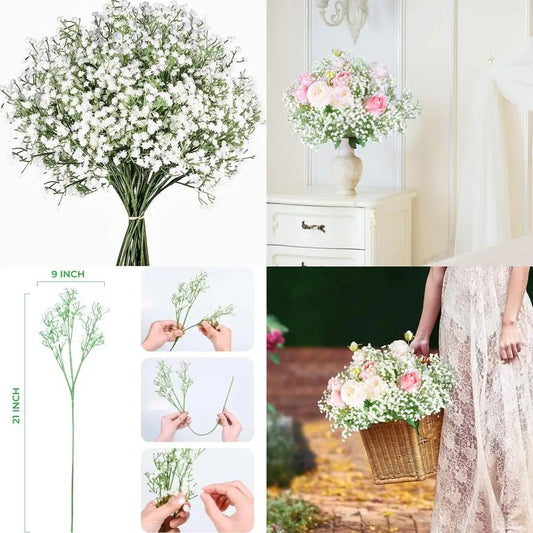 Babys Breath Artificial Flowers,6 Pcs Gypsophila Real Touch Flowers for Wedding Party Home Garden Decoration