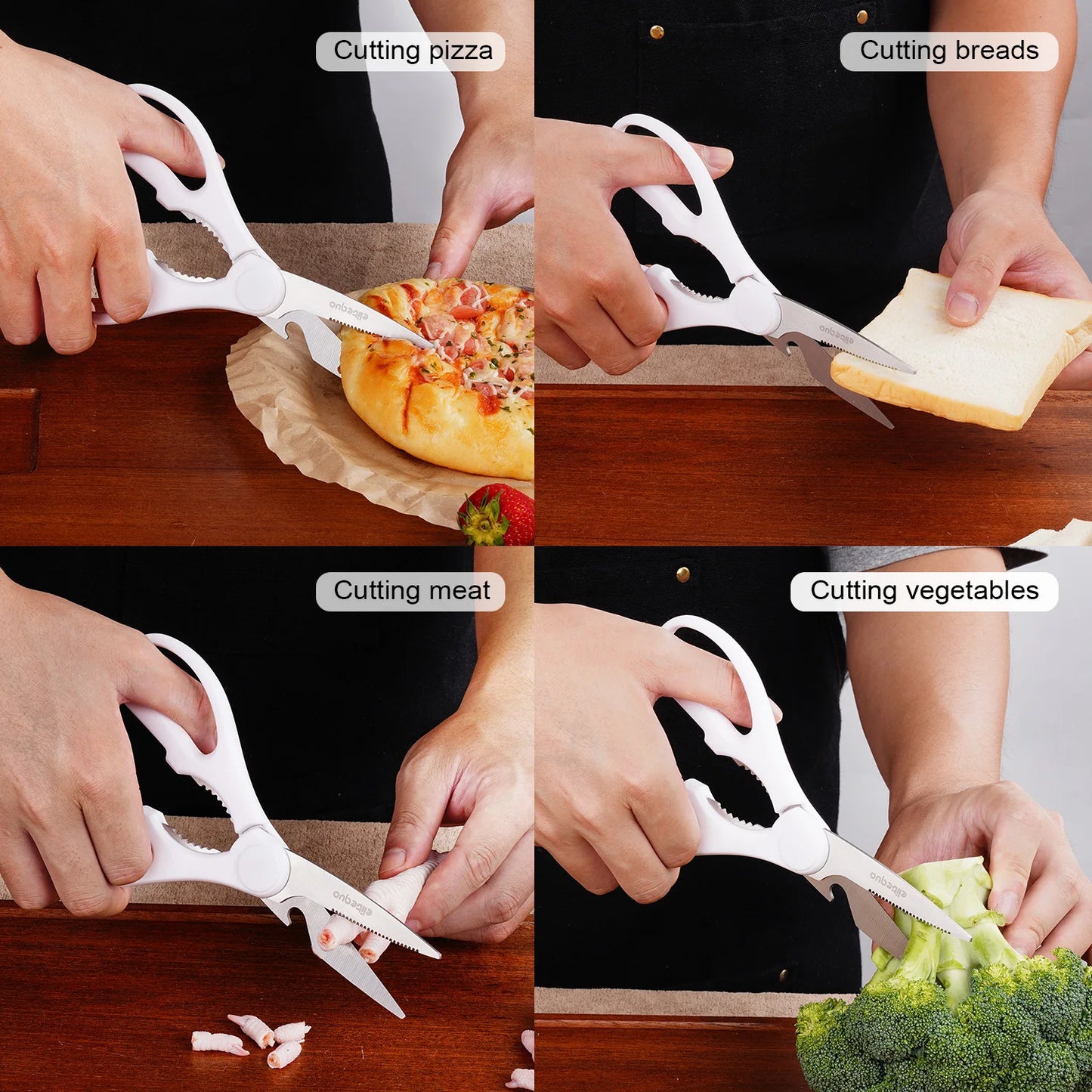 ELITEQUO All Purpose Kitchen Scissors, Heavy Duty Stainless Steel Scissors, Dishwasher Safe, Soft Grip Comfort Handle