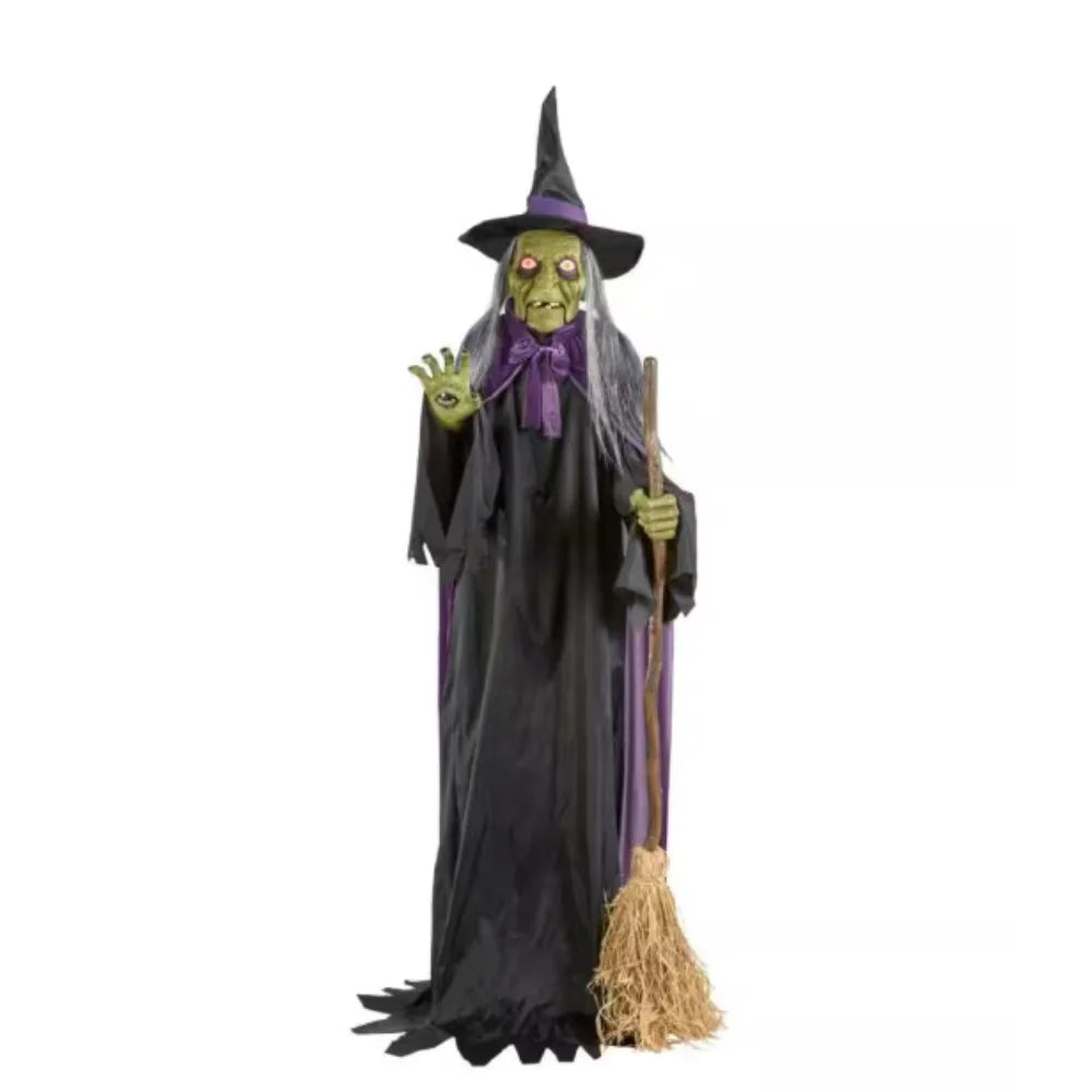 7 ft. Gruesome Grounds Animated Spellcasting Witch，makes the perfect addition to any Halloween display.Animated LED Spellcasting