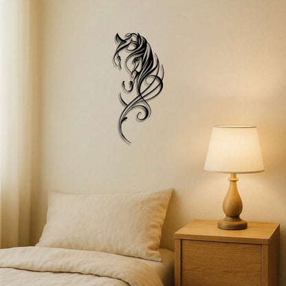 Modern Abstract Horse Metal Wall Sculpture – Industrial Decor – Halloween, Christmas Gift